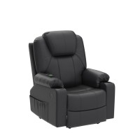 Mcombo Electric Power Lift Recliner Chair Sofa With Massage And Heat For Elderly, 3 Positions, 2 Side Pockets, And Cup Holders, Usb Ports, Faux Leather 7040 (Medium, Black)
