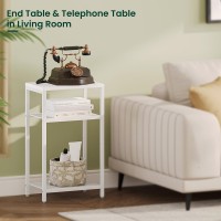 Yifeel Side Table Set Of 2 3 Tier End Table With Storage Tall Telephone Table Night Stand For Small Spaces Sturdy Metal Fram