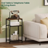 Yifeel Side Table 3 Tier End Table With Storage Tall Telephone Table Night Stand For Small Spaces Sturdy Metal Frame Living