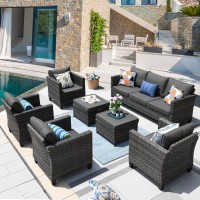 Ovios Patio Furniture Set 7 Pieces Outdoor Wicker Rattan Sofa Couch With 4 Chairs Ottomans And Comfy Cushions All Weather Hig