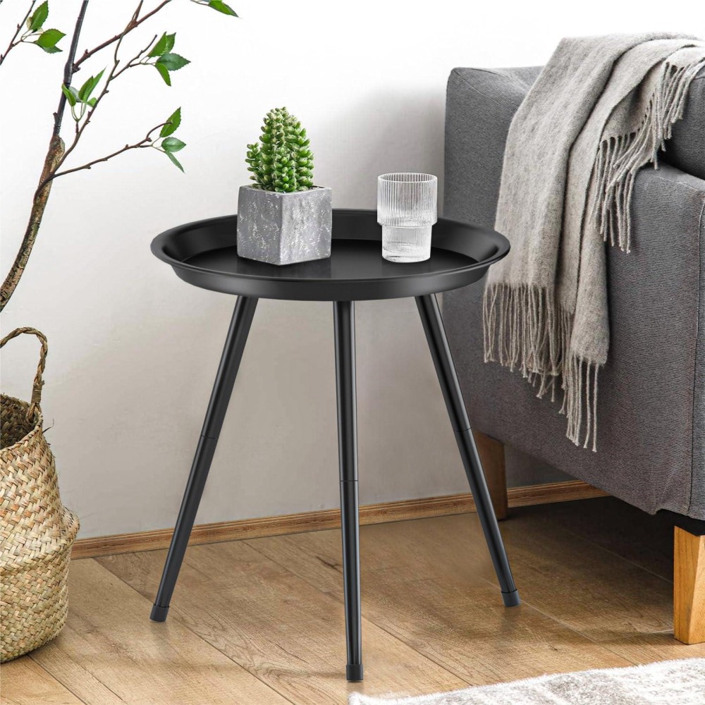 Round End Table Small Side Table Mini Metal Bedside Table For Living Room Bedroom Bed Side Sofa Side Mid Century Modern De