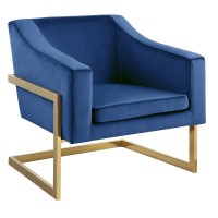 Best Master Furniture Modern Helix Leather Arm Chair Blue/Gold Velvet, Metal Velvet