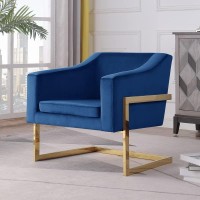Best Master Furniture Modern Helix Leather Arm Chair Blue/Gold Velvet, Metal Velvet