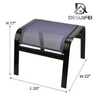 Deiguifei Outdoor Footstools Patio Ottoman All Weather Aluminum Indoor Outdoor Small Seat Foot Rest 2 Set Navy Blue