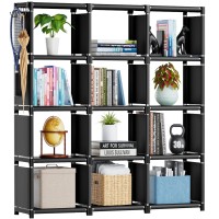 Mavivegue Book Shelf, 12 Cube Storage Organizer, Diy Bookcase, Metal Cube Bookshelf,Tall Book Case For Bedroom, Living Room,Office,Closet Storage Organizer, Black Cubicle Storage Rack