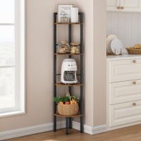 Tajsoon Tall Corner Book Shelf 4 Tier 53 Industrial Corner Ladder Shelves Multipurpose Corner Standing Shelf With Metal Frame