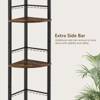 Tajsoon Tall Corner Book Shelf 4 Tier 53 Industrial Corner Ladder Shelves Multipurpose Corner Standing Shelf With Metal Frame