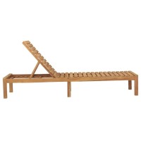 Vidaxl Set Of 2 Solid Teak Wood Sun Loungers- Adjustable Backrest, Slatted Comfortable Design For Outdoor Living Space, Farmhouse Style