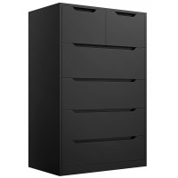 Enhomee Dresser For Bedroom Dresser With 6 Wood Drawers Black Dresser And Tall Dresser With Large Organizer Wood Dressers C