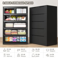 Enhomee Dresser For Bedroom Dresser With 6 Wood Drawers Black Dresser And Tall Dresser With Large Organizer Wood Dressers C