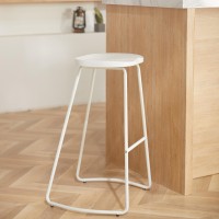 Heugah Counter Height Bar Stools, White Wood Backless Bar Stool For Kitchen Island, 30