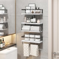 Fixwal 31 Tier Wall Mounted Bathroom Shelves Over Toilet Rustic Wood Floating Shelves With Metal Frame And Towel Bar For Bathr