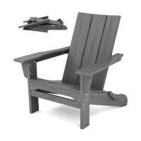 Serwall Modern Folding Adirondack Chair Oversized Folding Adirondack Chair With Curved Backrest Hdpe Outdoor Adirondack Chair