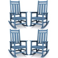 Kingyes Outdoor Patio Rocking Chair Set Of 4 Weather Resistant Oversized Porch Rocker High Back Outdoor Rocking Chair For Adul