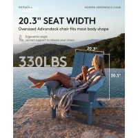 Serwall Modern Adirondack Chair Oversized Folding Adirondack Chair With Curved Backrest All Weather Resistant Outdoor Adironda