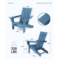 Serwall Modern Adirondack Chair Oversized Folding Adirondack Chair With Curved Backrest All Weather Resistant Outdoor Adironda