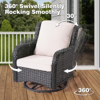 Ovios Patio Furniture Set 6 Piece Outdoor Wicker High Back Sofa With Swivel Rocking Chairs Ottomans Comfy Cushions All Weath