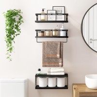 Fixwal 31 Tier Wall Mounted Bathroom Shelves Over Toilet Rustic Wood Floating Shelves With Metal Frame And Towel Bar For Bathr