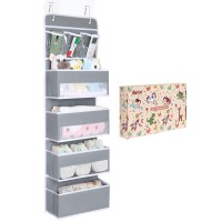 Univivi Door Hanging Organizer Nursery Closet Cabinet Baby Storage With 4 Large Pockets And 3 Small Pvc Pockets For Cosmetics, Toys And Sundries With Gift Box (Grey)