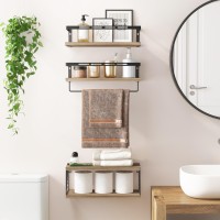 Fixwal 31 Tier Wall Mounted Bathroom Shelves Over Toilet Rustic Wood Floating Shelves With Towel Bar And Metal Frame For Bathr