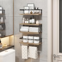 Fixwal 31 Tier Wall Mounted Bathroom Shelves Over Toilet Rustic Wood Floating Shelves With Towel Bar And Metal Frame For Bathr