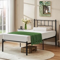 Vecelo Twin Metal Platform Bed Frame With Headboard Heavy Duty Steel Slat Support Under Bed Storage No Box Spring Needed Easy