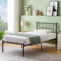 Vecelo Twin Metal Platform Bed Frame With Headboard Heavy Duty Steel Slat Support Under Bed Storage No Box Spring Needed Easy