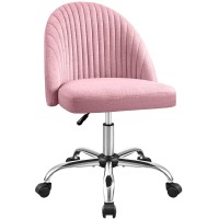 Furniwell Office Chair Armless Cute Desk Chair Modern Adjustable Swivel Padded Fabric Vanity Task Computer Chair Home Office Des