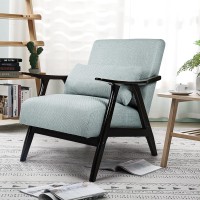 Oakham Mid Century Modern Accent Chair, Single Fabric Lounge Reading Armchair With Solid Wood Frame, Easy Assembly Arm Rest Chairs For Living Room, Walnut-Brown (Modern, Ebony-Grey)