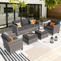 Ovios Patio Furniture Set 5 Pieces Outdoor Wicker Rattan Sofa Couch With Chairs Ottomans And Comfy Cushions All Weather High