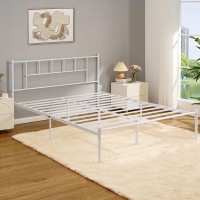 Vecelo Full Metal Platform Bed Frame With Headboard Heavy Duty Steel Slat Support Under Bed Storage No Box Spring Needed Easy