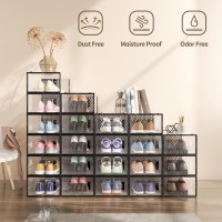 Gtmoon Large Shoe Storage Boxes 12 Pack Shoe Boxes Clear Plastic Stackable Shoe Organizer Box For Closet Stackable Sneaker Co