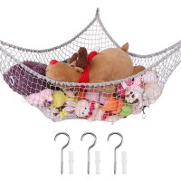 Stuffed Animal Hammock, Toy Hammock Storage Net, Lxunyi Mesh Toy Net Holder Jumbo Wall Corner Giant Baby Kids Children Stuff Animals Hammocks Net Organizer For Bedroom (Gray, 84 Inch)