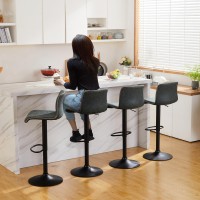 Heugah Swivel Bar Stools Set Of 2 Counter Height Bar Stools With Back Adjustable Bar Stools 24 To 32 Deep Teal Faux Leath