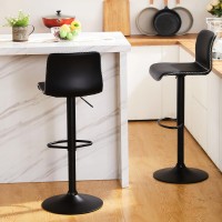 Heugah Swivel Bar Stools Set Of 6 Counter Height Bar Stools With Back Adjustable Bar Stools 24 To 32 Black Faux Leather B