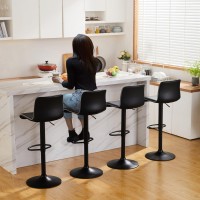 Heugah Swivel Bar Stools Set Of 6 Counter Height Bar Stools With Back Adjustable Bar Stools 24 To 32 Black Faux Leather B