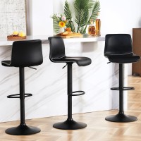 Heugah Swivel Bar Stools Set Of 2 Counter Height Bar Stools With Back Adjustable Bar Stools 24 To 32 Black Faux Leather B