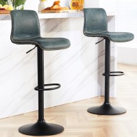 Heugah Swivel Bar Stools Set Of 4 Counter Height Bar Stools With Back Adjustable Bar Stools 24 To 32 Deep Teal Faux Leath