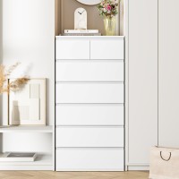 Fotosok 7 Drawer Dresser White Dresser Tall Dresser 236W X 157D X 467H In White Chest Of Drawers With Large Storage Space F