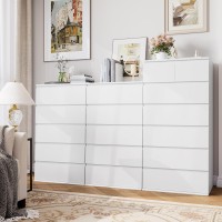 Fotosok 7 Drawer Dresser White Dresser Tall Dresser 236W X 157D X 467H In White Chest Of Drawers With Large Storage Space F