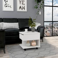 Lift Top coffee Table Mercuri, casters, White Finish(D0102HgED5V)