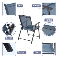 Vicllax 2 Pieces Patio Folding Chairs Outdoor Portable Sling Lawn Chairs For Camping Garden Pool Beach Yard Dark Blue