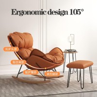 Wigselbl Modern Rocking Chair Wingback Living Room Accent Chair Glider Rocker Armchair Single Sofa Chair With Ottoman,Upholstered Relax Velvet Lounge Chair With Thick Cushion (Color : Orange)