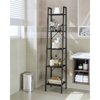 Hzuaneri Ladder Shelf Bookshelf Bookcase Freestanding Corner Storage Shelve With 2 Hooks For Home Office Living Room Kitchen