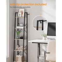 Hzuaneri Ladder Shelf Bookshelf Bookcase Freestanding Corner Storage Shelve With 2 Hooks For Home Office Living Room Kitchen