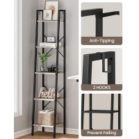 Hzuaneri Ladder Shelf Bookshelf Bookcase Freestanding Corner Storage Shelve With 2 Hooks For Home Office Living Room Kitchen