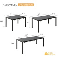 Vicllax Expandable Patio Table Metal Rectangle Outdoor Dining Table For 8 6 4 Person Patio Dining Table For Lawn Garden