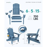 Serwall Reclining Folding Adirondack Chair With Cup Holder Blue