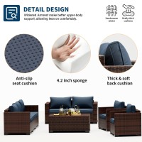 Udpatio 4 Pieces Balcony Furniture Outdoor Patio Furniture With Storage Coffee Table Oversized Armrest Wicker Patio Set With B