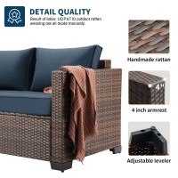 Udpatio 4 Pieces Balcony Furniture Outdoor Patio Furniture With Storage Coffee Table Oversized Armrest Wicker Patio Set With B